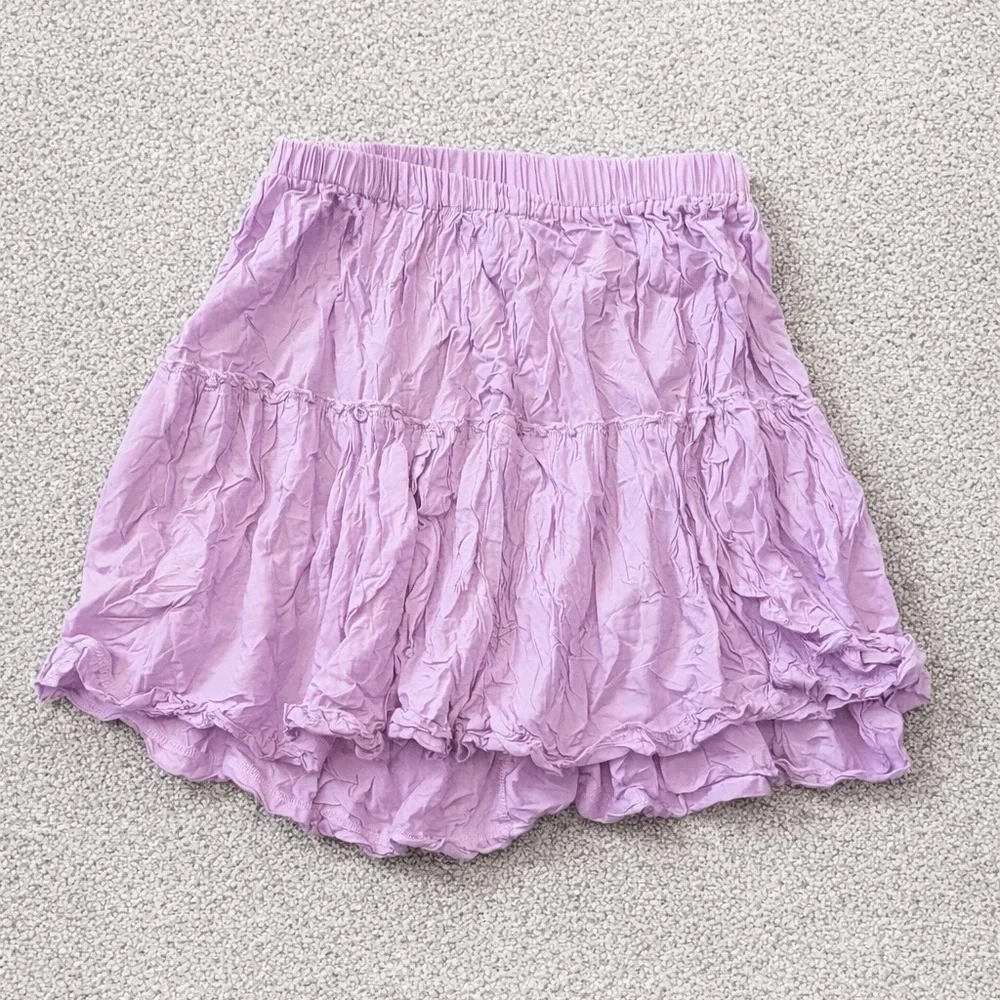 💜 Lavender Tiered Ruffle Mini Skirt – Size Small - Picture 2 of 3